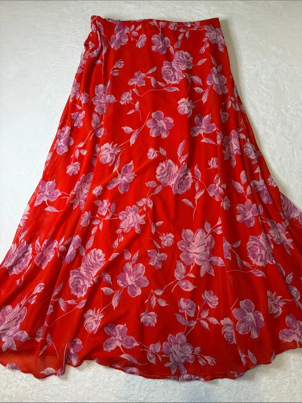Premier Amour Bright Orange and Pink Floral Pattern Sundress